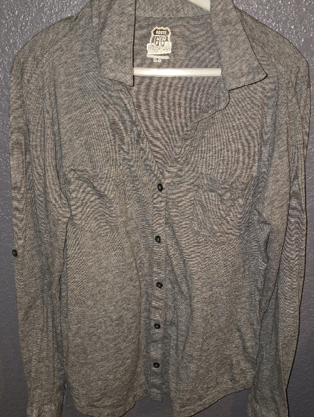 Route 66 Heather Gray Long-Sleeve Button Shirt